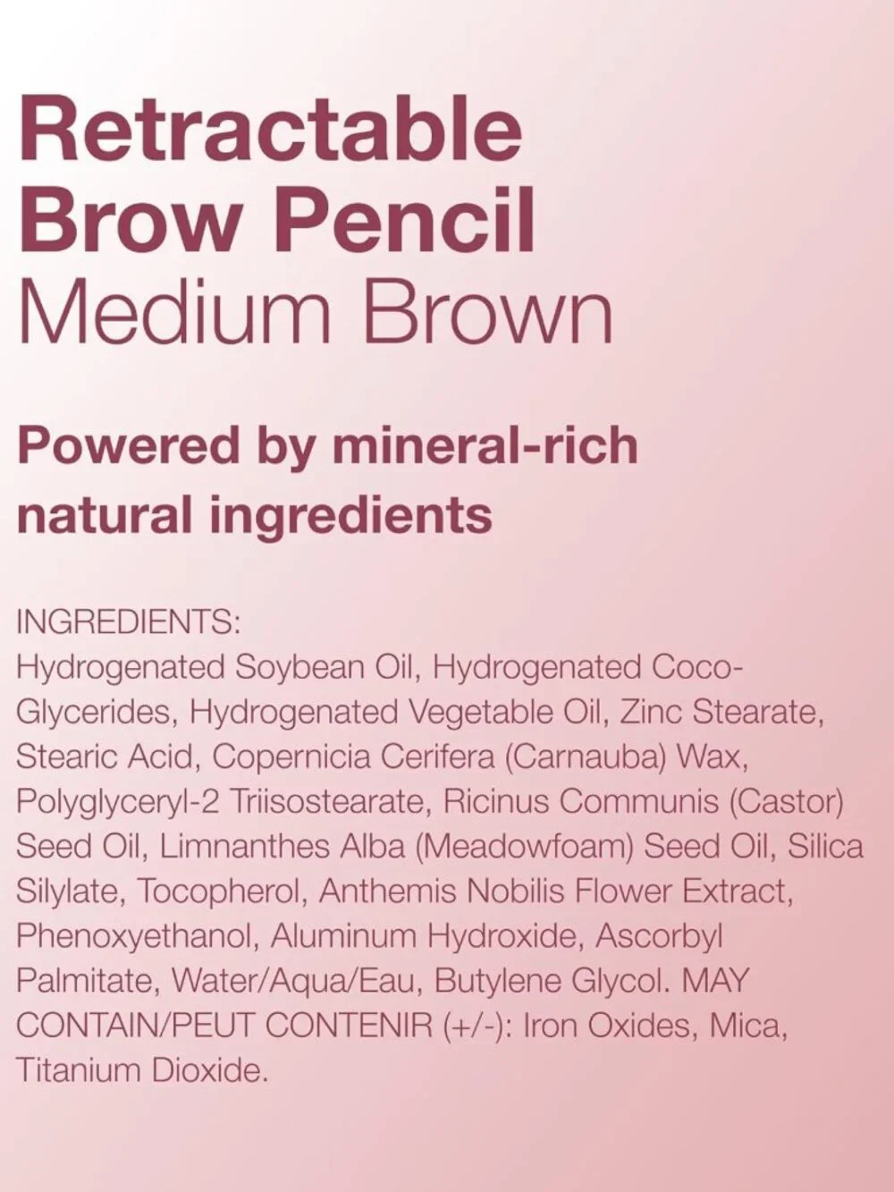 Retractable Brow Pencil for Medium Brows - Long-Lasting, Easy Application, 0.1g